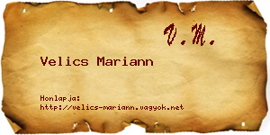 Velics Mariann névjegykártya