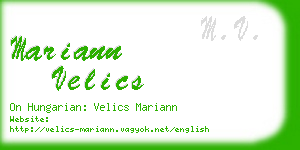 mariann velics business card
